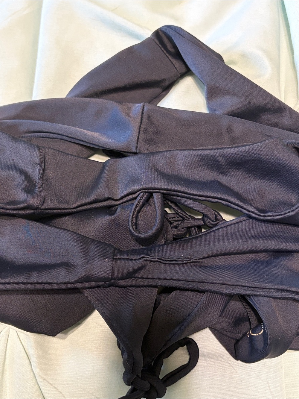KAOHS Gypsy Halter Black Triangle Thong Bikini Set Size Medium Bottoms/Large Top - Picture 9 of 9